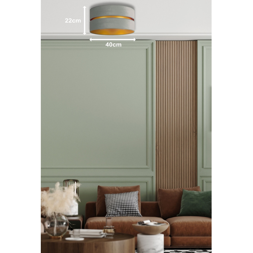 Duolla - Plafón DUO 1xE27/15W/230V diá. 40 cm verde claro/dorado