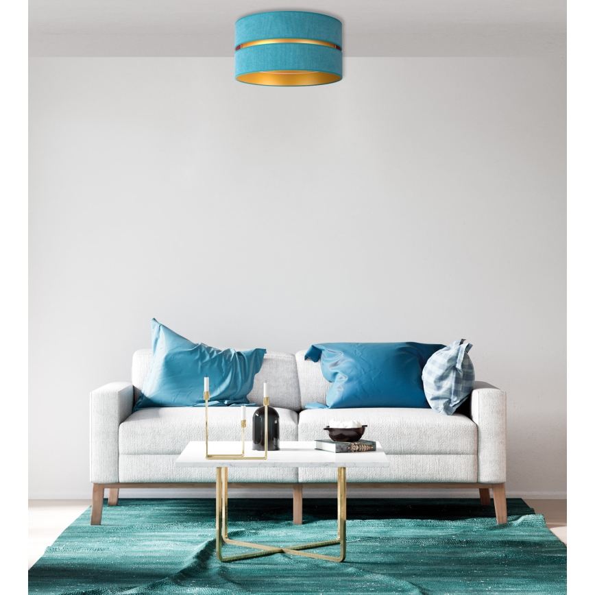 Duolla - Plafón DUO 1xE27/40W/230V diá. 40 cm turquesa/dorado