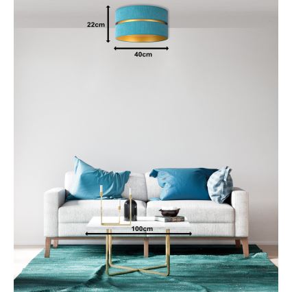 Duolla - Plafón DUO 1xE27/40W/230V diá. 40 cm turquesa/dorado