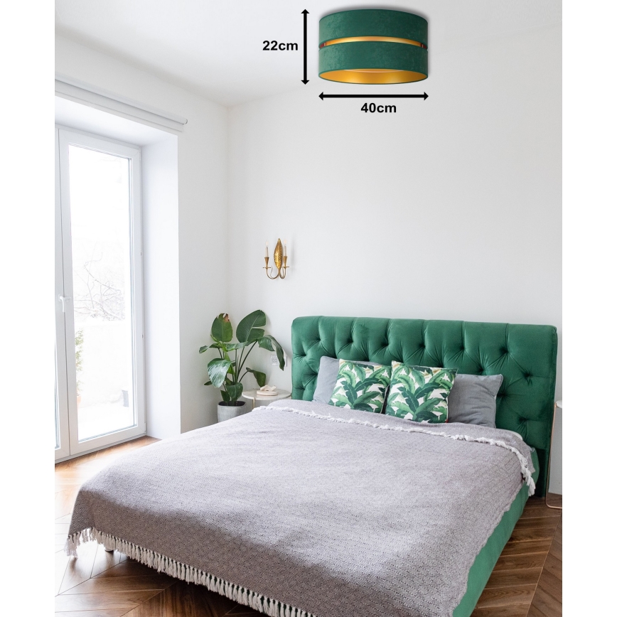 Duolla - Plafón DUO 1xE27/40W/230V diá. 40 cm verde/dorado