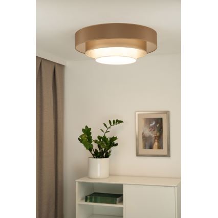 Duolla - Plafón LED LUNETA LED/26W/230V diá. 60 cm 4000K marrón/dorado/blanco