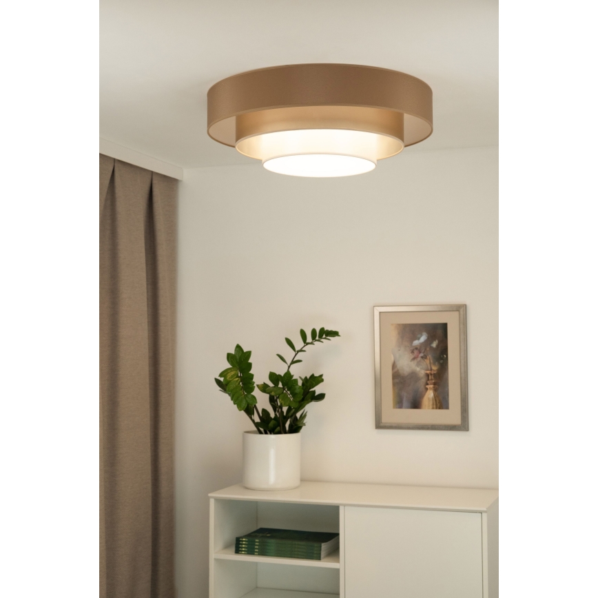 Duolla - Plafón LED LUNETA LED/26W/230V diá. 60 cm 4000K marrón/dorado/blanco