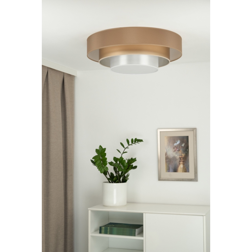 Duolla - Plafón LED LUNETA LED/26W/230V diá. 60 cm 4000K marrón/dorado/blanco