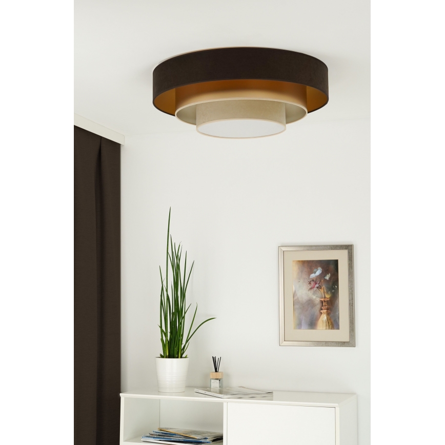 Duolla - Plafón LED LUNETA LED/26W/230V diá. 60 cm 4000K marrón/dorado/color crema
