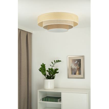 Duolla - Plafón LED LUNETA LED/26W/230V diá. 60 cm 4000K ratán/beige/marrón