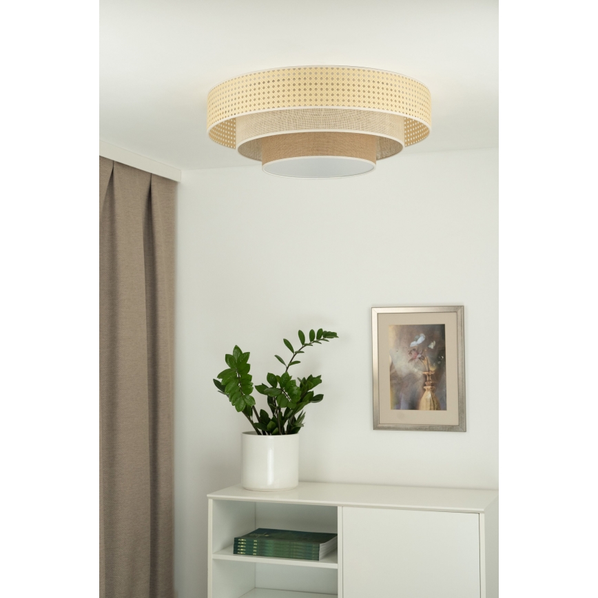 Duolla - Plafón LED LUNETA LED/26W/230V diá. 60 cm 4000K ratán/beige/marrón