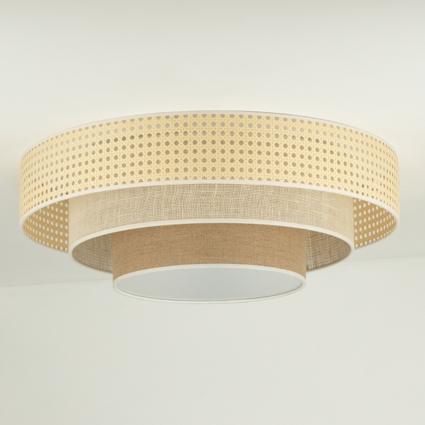 Duolla - Plafón LED LUNETA LED/26W/230V diá. 60 cm 4000K ratán/beige/marrón