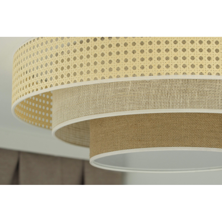 Duolla - Plafón LED LUNETA LED/26W/230V diá. 60 cm 4000K ratán/beige/marrón