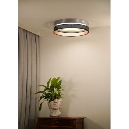 Duolla - Plafón LED ROLLER DUO SHINY LED/24W/230V diá. 45 cm plata/negro