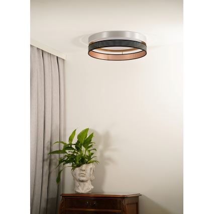 Duolla - Plafón LED ROLLER DUO SHINY LED/24W/230V diá. 45 cm plata/negro
