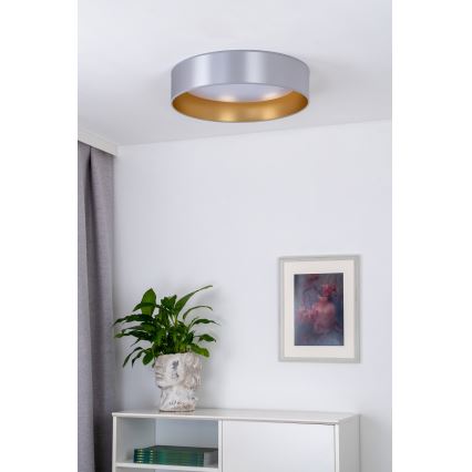 Duolla - Plafón LED ROLLER LED/24W/230V diá. 45 cm plata/dorado