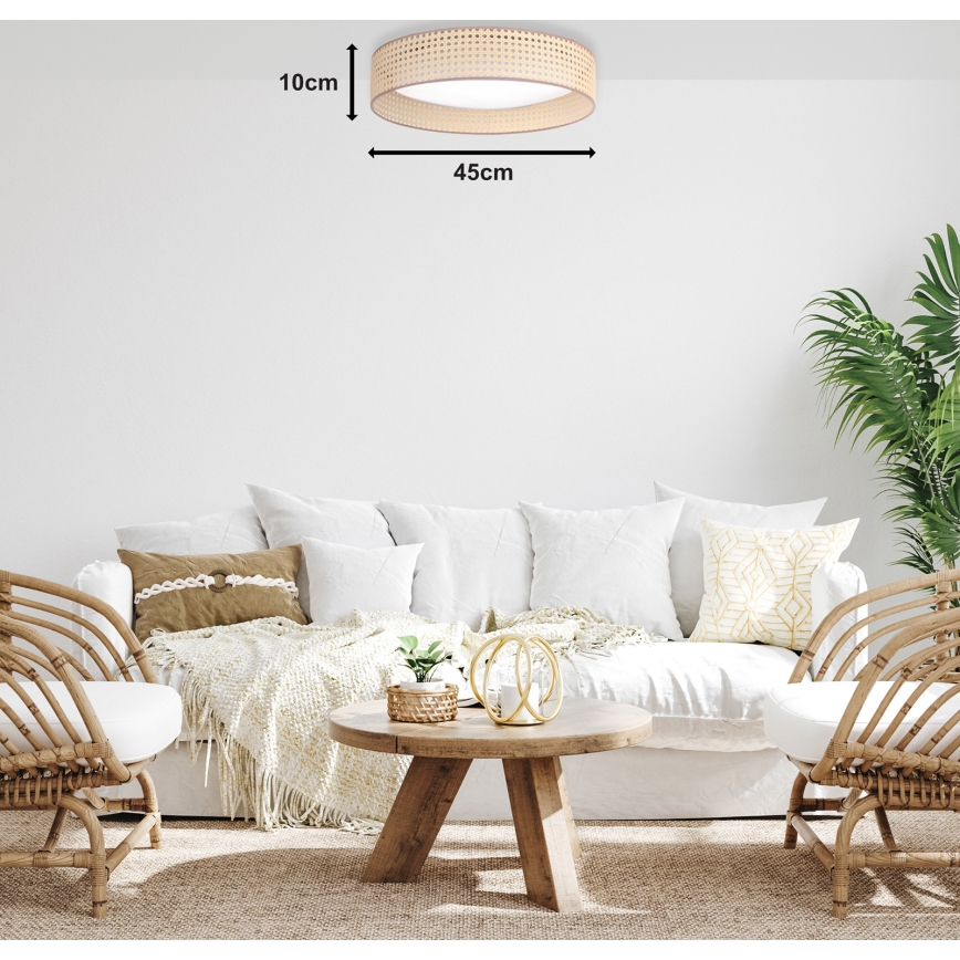 Duolla - Plafón LED ROLLER LED/24W/230V diá. 45 cm ratán