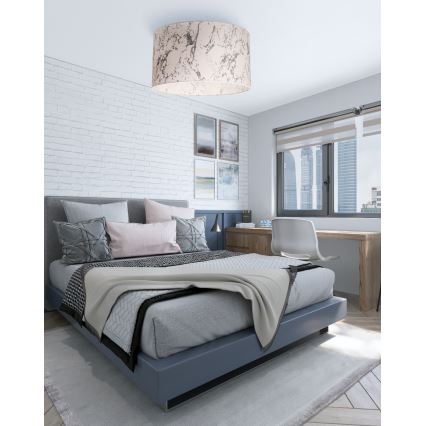 Duolla - Plafón MARBLE 1xE27/40W/230V diá. 45 cm blanco/gris