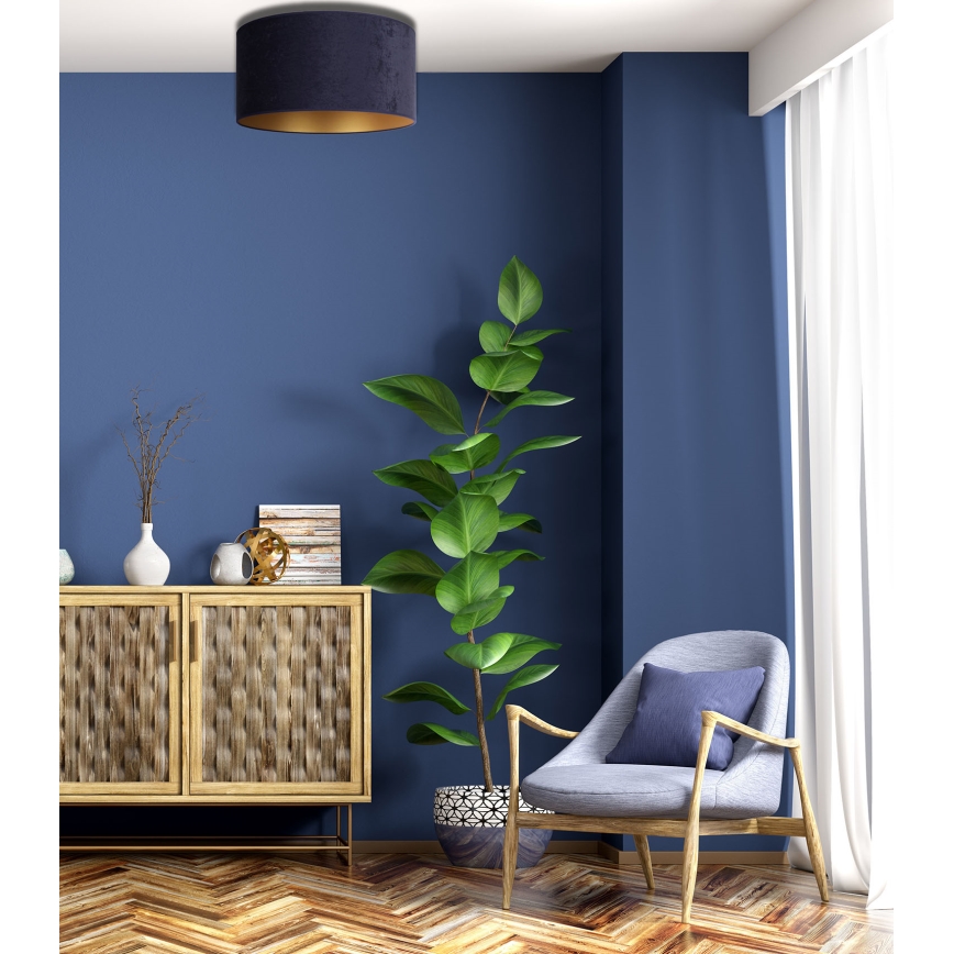 Duolla - Plafón ROLLER 1xE27/15W/230V diá. 40 cm azul/dorado