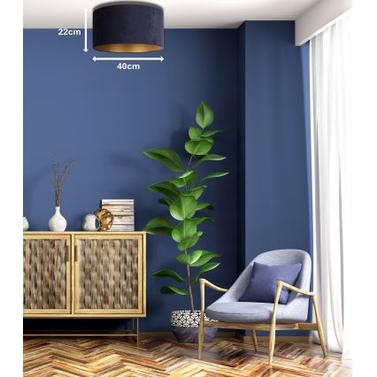 Duolla - Plafón ROLLER 1xE27/15W/230V diá. 40 cm azul/dorado
