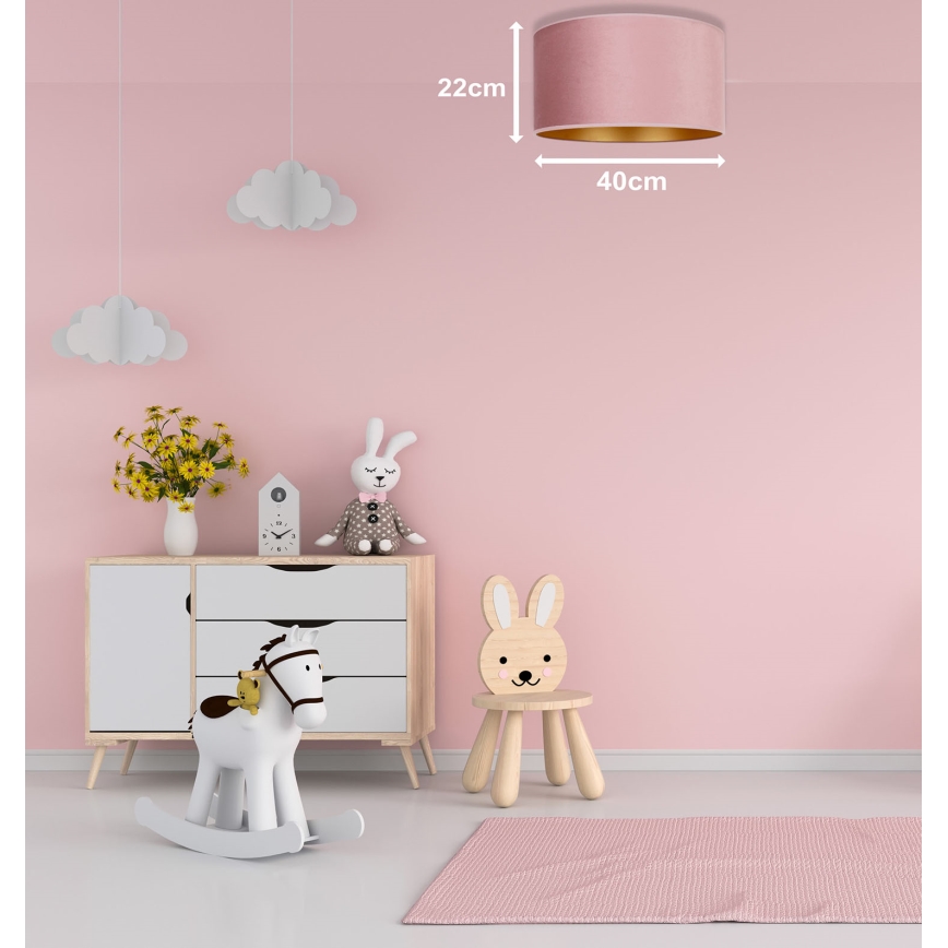 Duolla - Plafón ROLLER 1xE27/15W/230V diá. 40 cm rosa/dorado