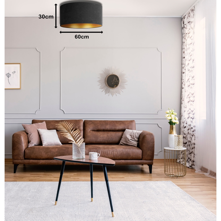 Duolla - Plafón ROLLER 3xE27/15W/230V diá. 60 cm negro/dorado