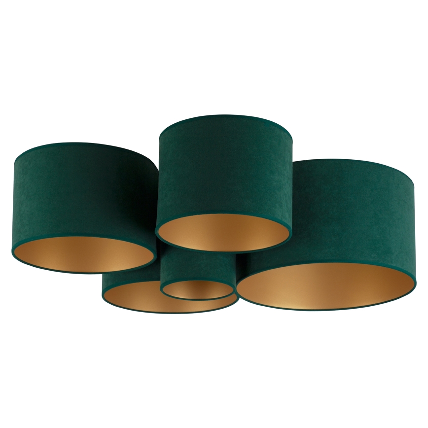 Duolla - Plafón ROLLER PENTO 5xE27/60W/230V verde/dorado
