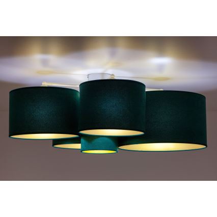 Duolla - Plafón ROLLER PENTO 5xE27/60W/230V verde/dorado