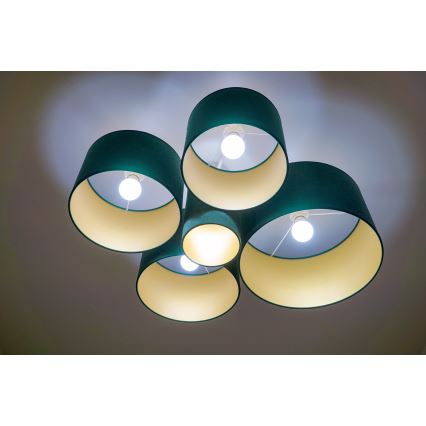 Duolla - Plafón ROLLER PENTO 5xE27/60W/230V verde/dorado