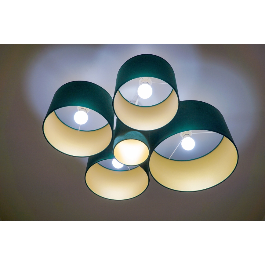 Duolla - Plafón ROLLER PENTO 5xE27/60W/230V verde/dorado