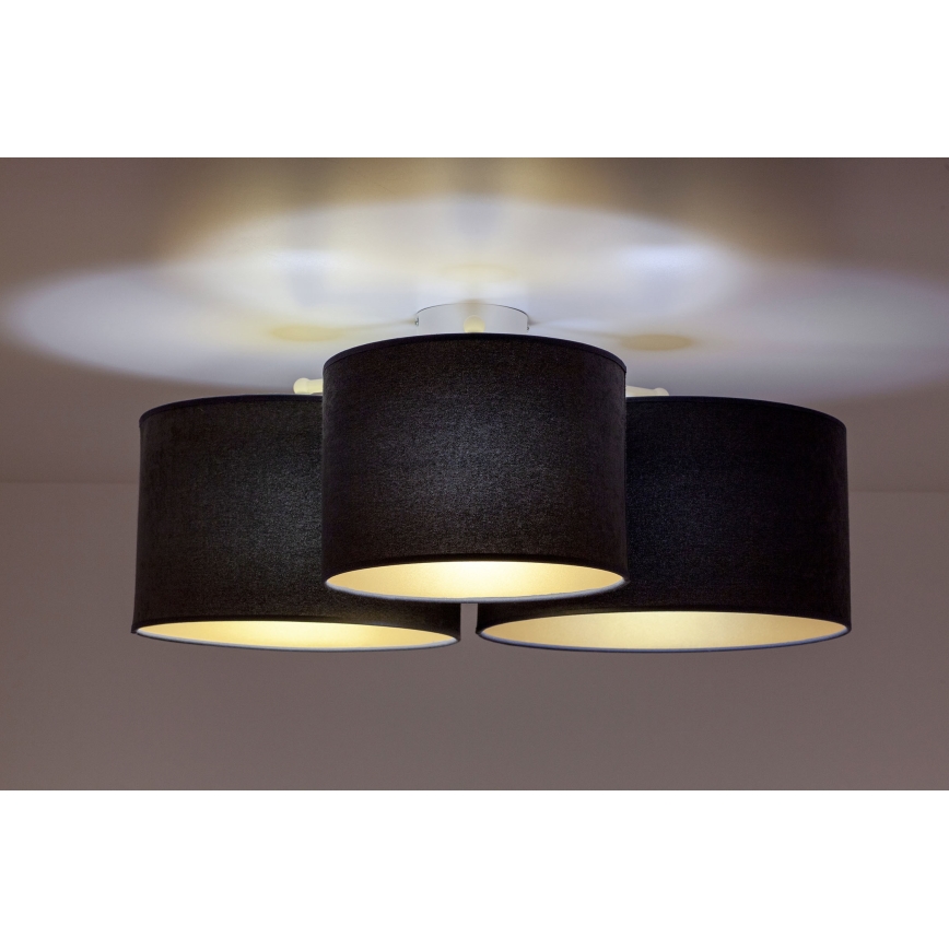 Duolla - Plafón ROLLER TRIO 3xE27/60W/230V antracita