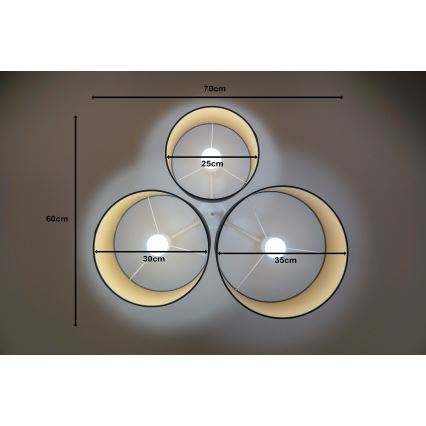 Duolla - Plafón ROLLER TRIO 3xE27/60W/230V antracita