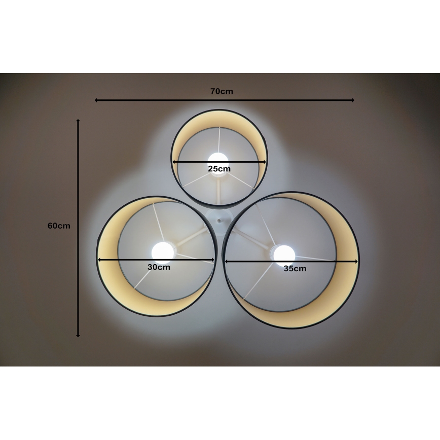 Duolla - Plafón ROLLER TRIO 3xE27/60W/230V antracita