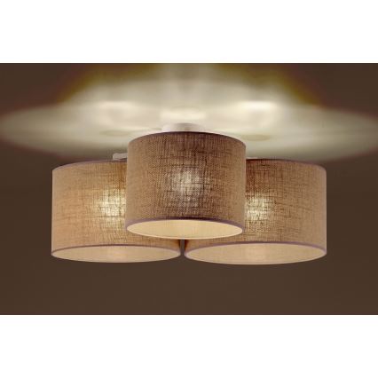 Duolla - Plafón ROLLER TRIO 3xE27/60W/230V beige