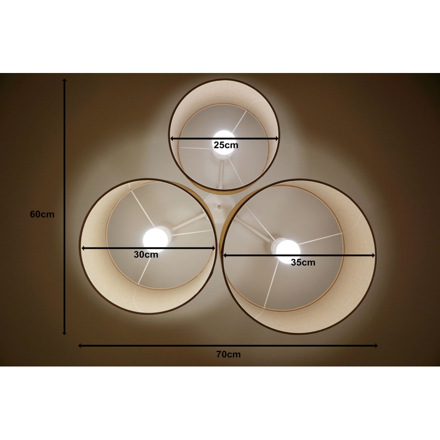 Duolla - Plafón ROLLER TRIO 3xE27/60W/230V beige