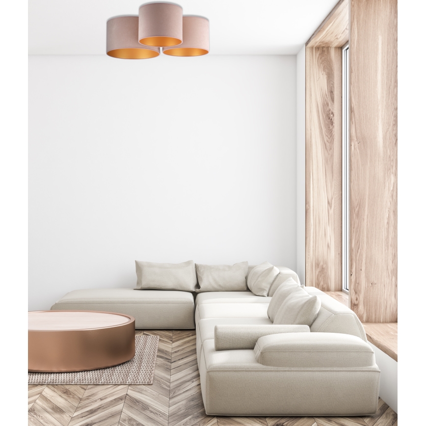 Duolla - Plafón ROLLER TRIO 3xE27/60W/230V marrón