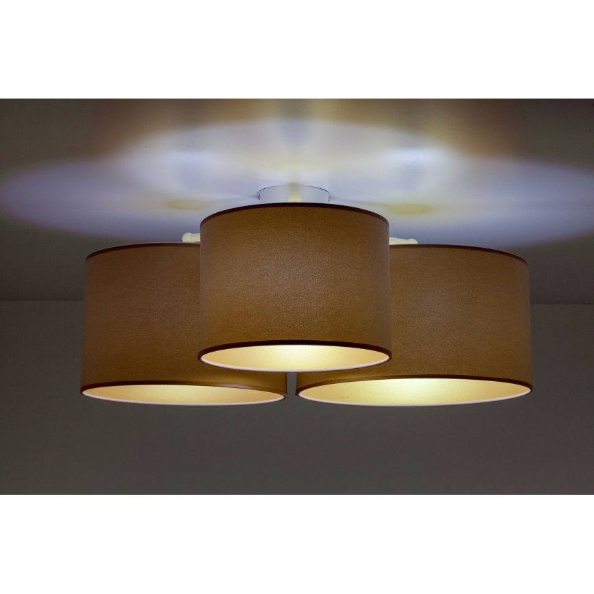 Duolla - Plafón ROLLER TRIO 3xE27/60W/230V marrón