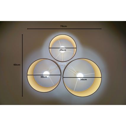 Duolla - Plafón ROLLER TRIO 3xE27/60W/230V marrón
