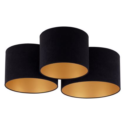 Duolla - Plafón ROLLER TRIO 3xE27/60W/230V negro/dorado