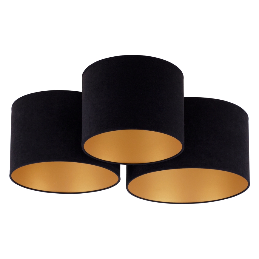 Duolla - Plafón ROLLER TRIO 3xE27/60W/230V negro/dorado