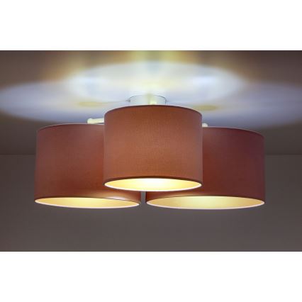 Duolla - Plafón ROLLER TRIO 3xE27/60W/230V rosa
