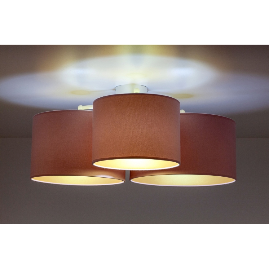 Duolla - Plafón ROLLER TRIO 3xE27/60W/230V rosa