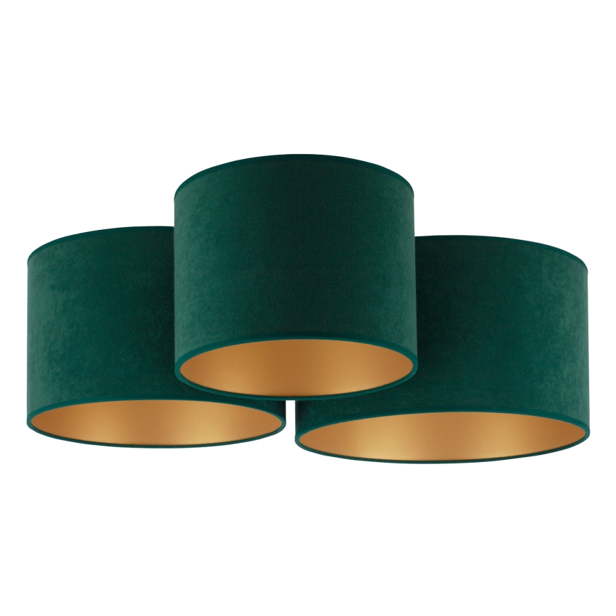 Duolla - Plafón ROLLER TRIO 3xE27/60W/230V verde/dorado
