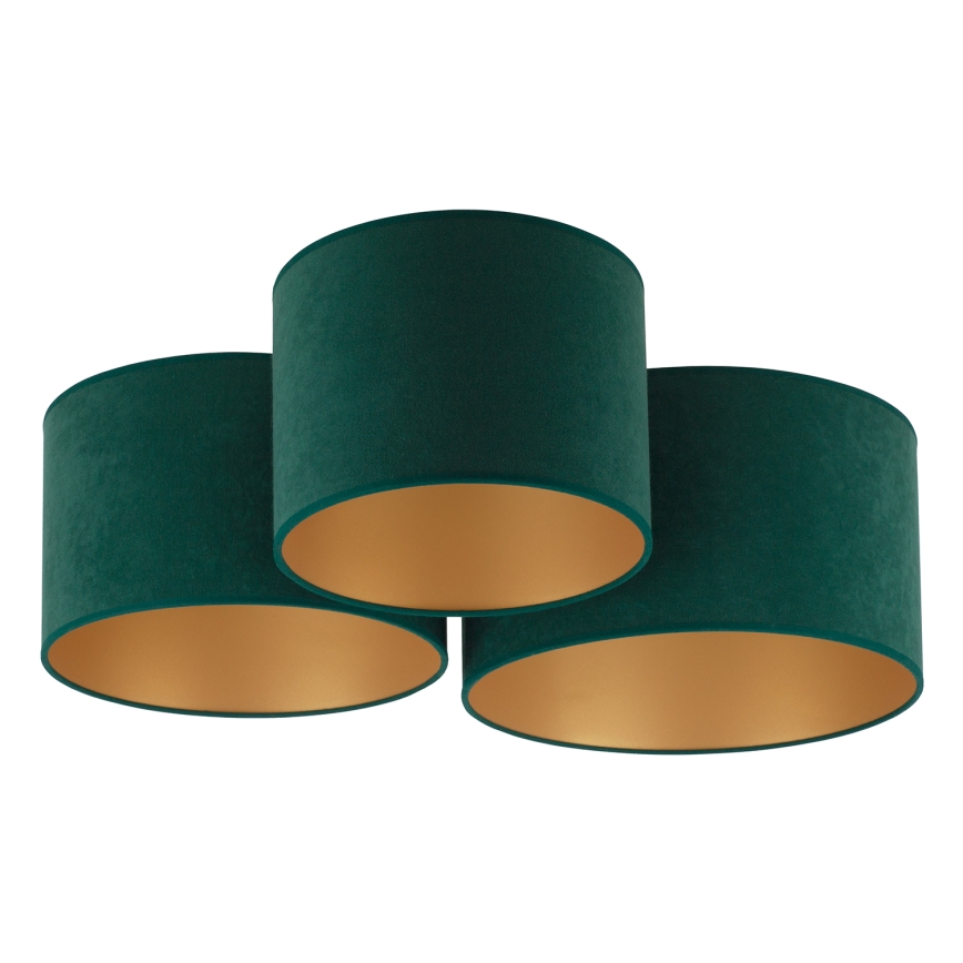 Duolla - Plafón ROLLER TRIO 3xE27/60W/230V verde/dorado