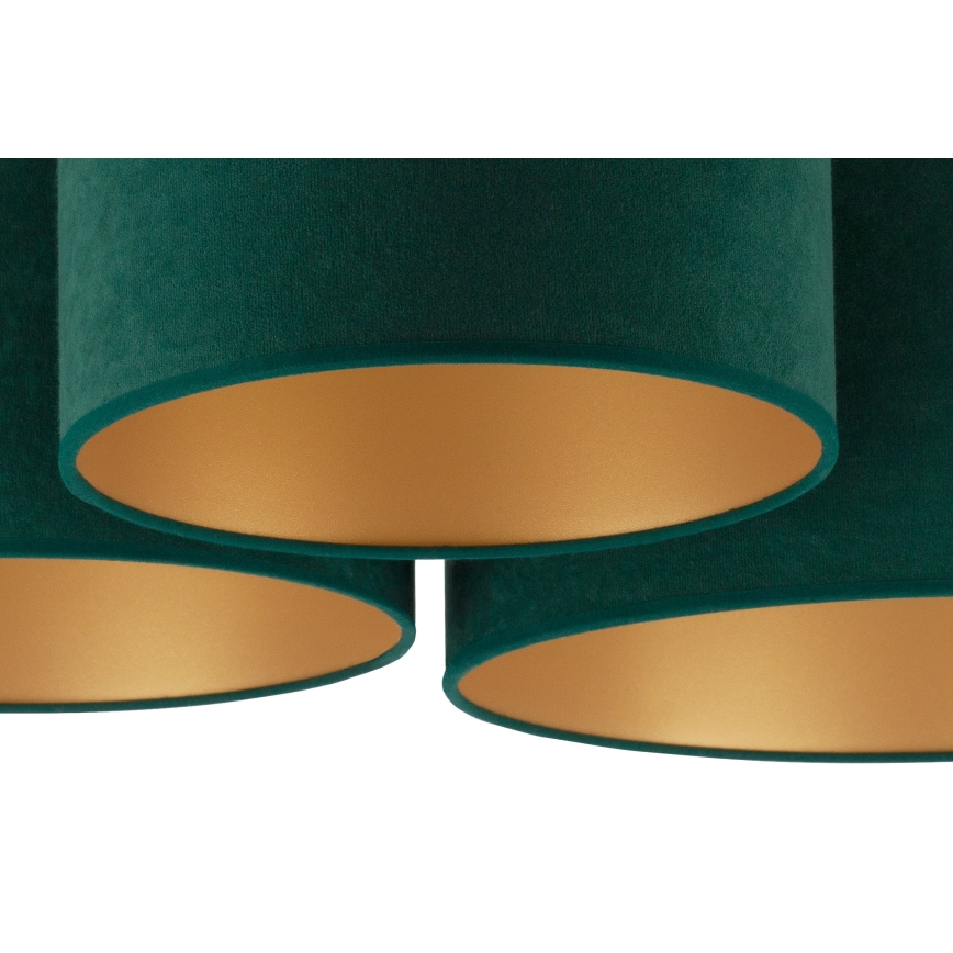 Duolla - Plafón ROLLER TRIO 3xE27/60W/230V verde/dorado