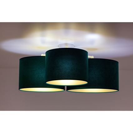 Duolla - Plafón ROLLER TRIO 3xE27/60W/230V verde/dorado