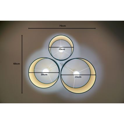 Duolla - Plafón ROLLER TRIO 3xE27/60W/230V verde/dorado