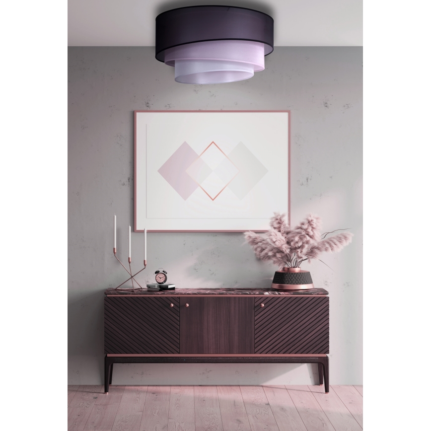 Duolla - Plafón TRIO 1xE27/15W/230V diá. 45 cm negro/rosa/plata