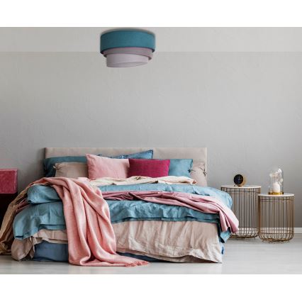 Duolla - Plafón TRIO 1xE27/15W/230V diá. 45 cm turquesa/gris/blanco