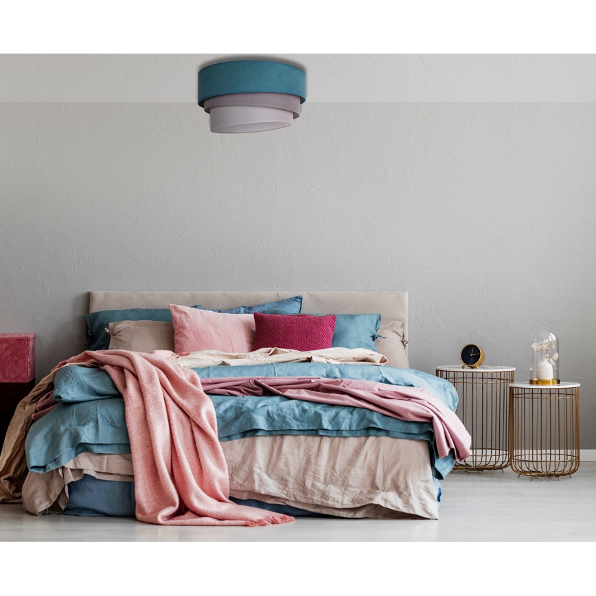 Duolla - Plafón TRIO 1xE27/15W/230V diá. 45 cm turquesa/gris/blanco