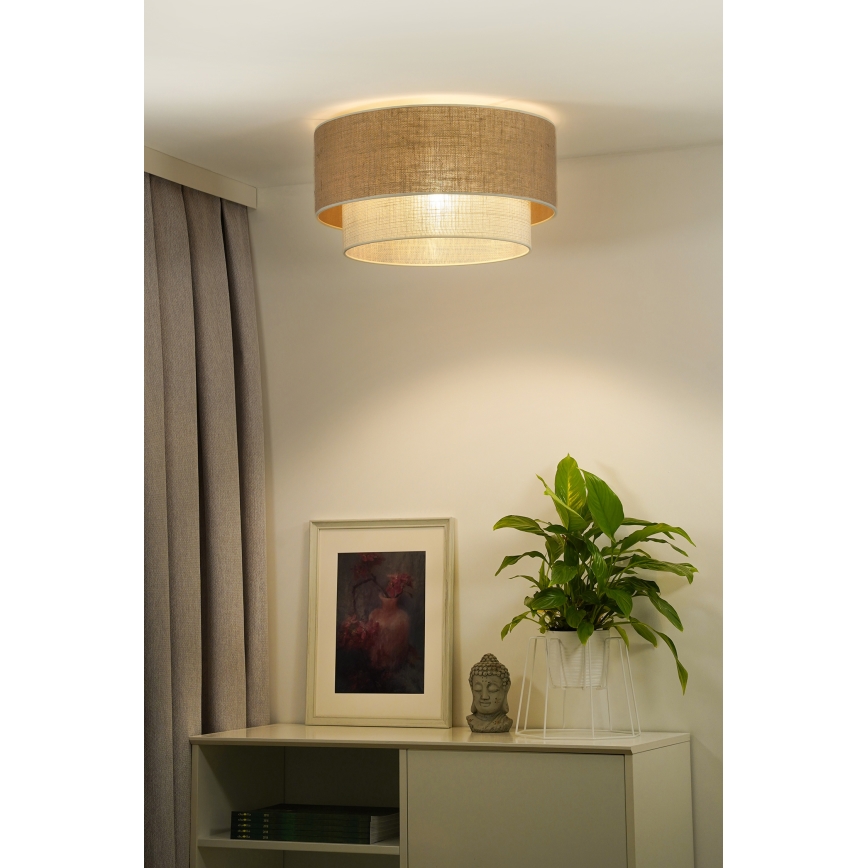 Duolla - Plafón YUTE BOHO 1xE27/15W/230V diá. 45 cm marrón/color crema