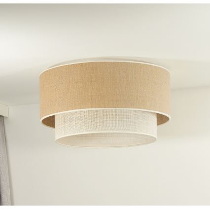 Duolla - Plafón YUTE BOHO 1xE27/15W/230V diá. 45 cm marrón/color crema