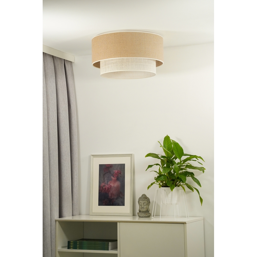 Duolla - Plafón YUTE BOHO 1xE27/15W/230V diá. 45 cm marrón/color crema