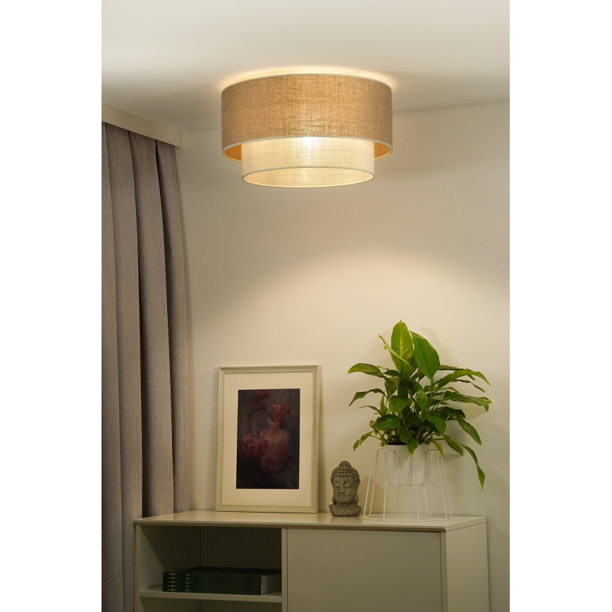 Duolla - Plafón YUTE BOHO 3xE27/15W/230V diá. 60 cm marrón/color crema