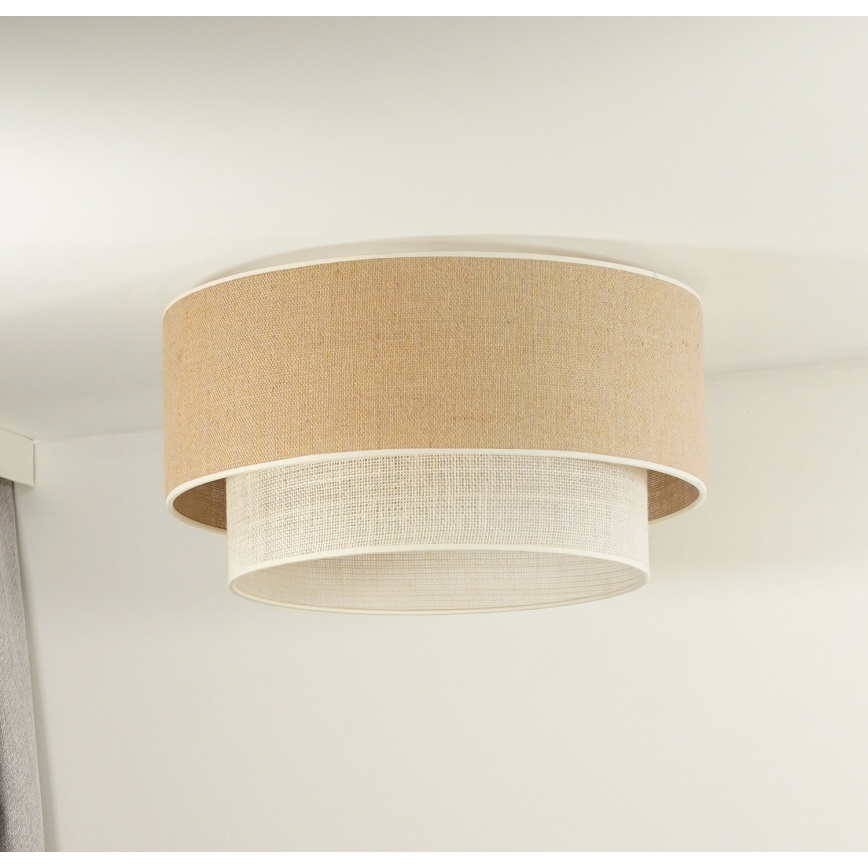 Duolla - Plafón YUTE BOHO 3xE27/15W/230V diá. 60 cm marrón/color crema